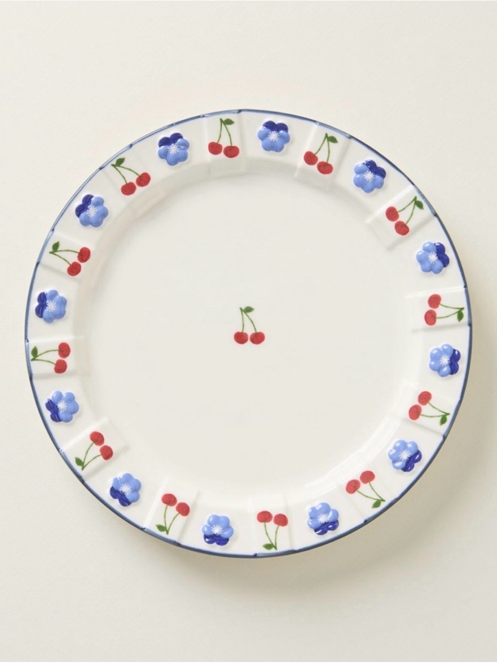 Anthropologie Tillie Dessert Plate Cherries NIB